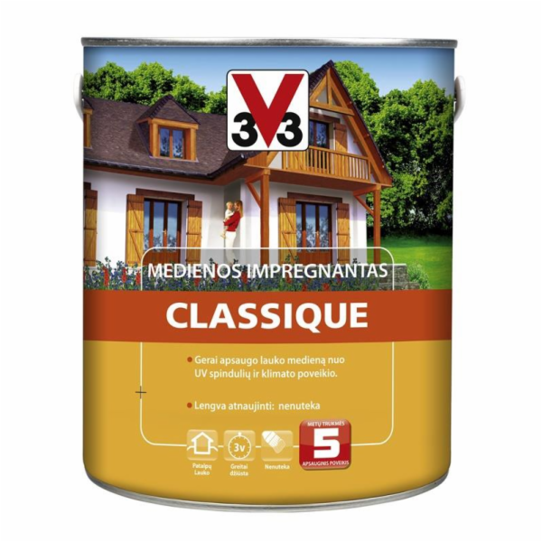 Napouštědlo na dřevo V33 Classique, barva teak, 0,75l