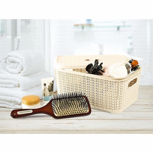 Zásobní nádoba s víkem Knit M-066, 6 l, plast, bílá