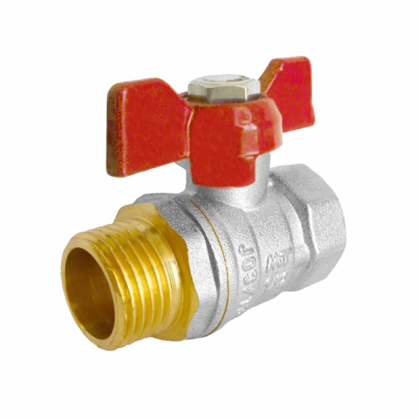 Vodní ventil, 1" vnější a vnitřní závit, krátká rukojeť