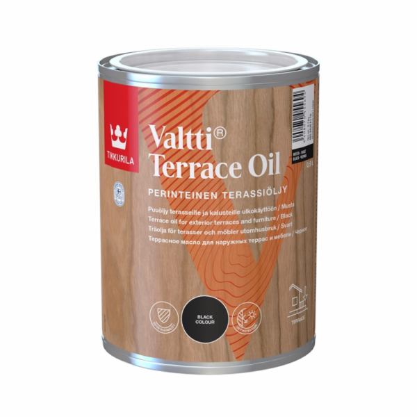 Olej na dřevo Tikkurila Valtti Terrace Oil, černý, 0,9l