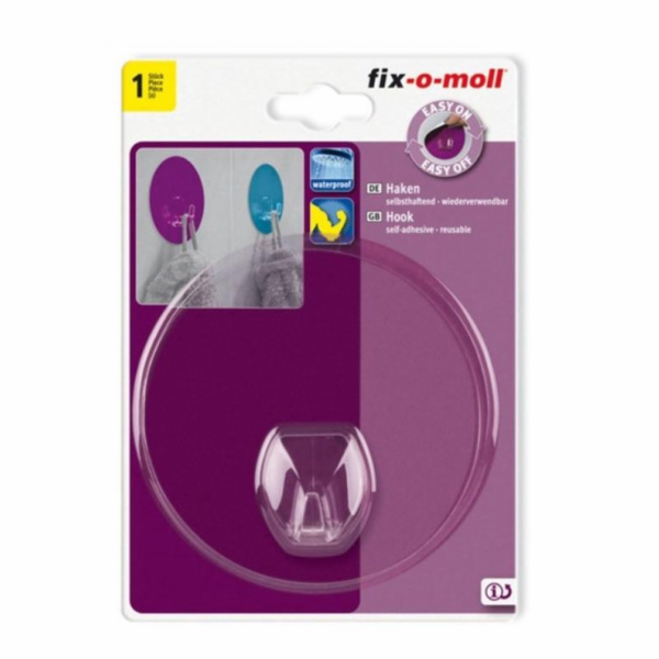 Kulatý háček Fix-O-Moll, transparentní, O 100 mm, 1 ks.