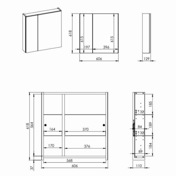 ZÁVĚSNÁ SKŘÍŇKA SE ZRCADLEM BASIC 60 CM