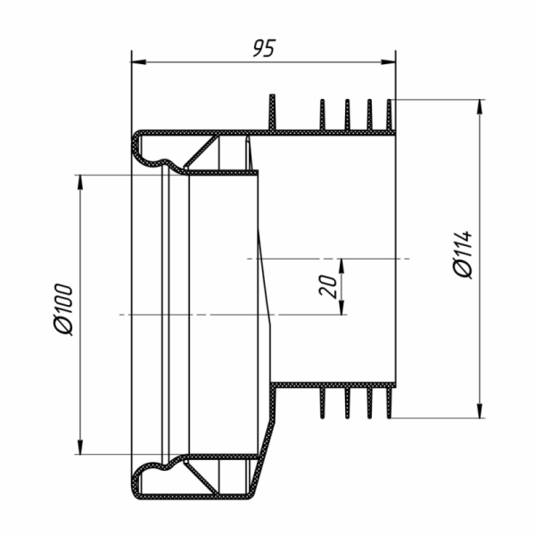 Spojka WC Ani Plast W0410EU, O 100/114 mm