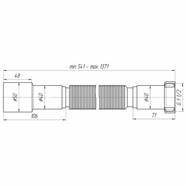 FLEXIBILNÍ HADICE 1 1/2X40/50 PRODLOUŽENÁ