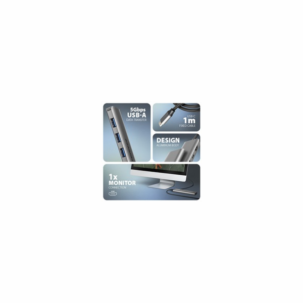 AXAGON HMC-5H, USB 5Gbps hub, 3x USB-A, HDMI 4k/30Hz, PD ...