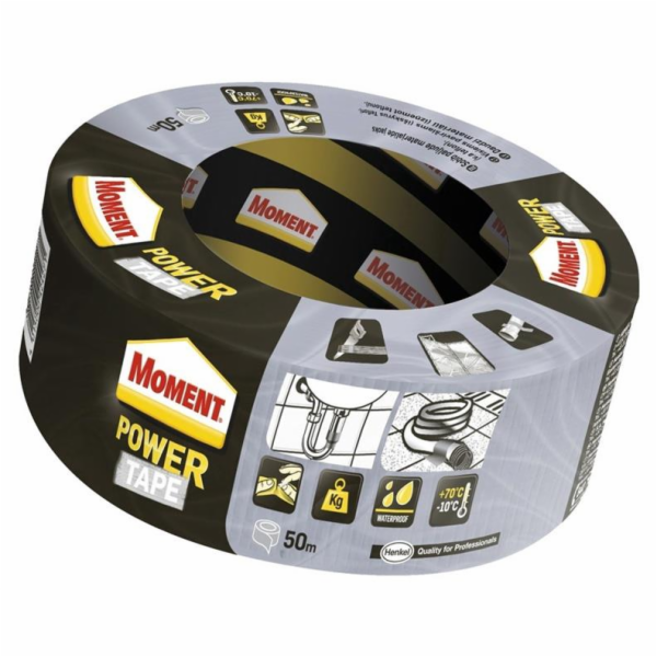 Lepicí páska MOMENT POWER TAPE, 50 m × 50 mm, stříbrná