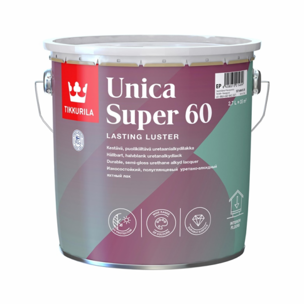 Lak Tikkurila Unica Super 60, pololesklý, 2,7l