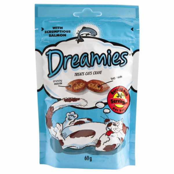 Delicious pro kočky Dreamies, s lososem, 60 gr