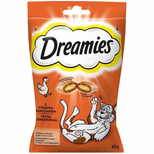 Delicious pro kočky Dreamies, s kuřecím masem, 60 gr