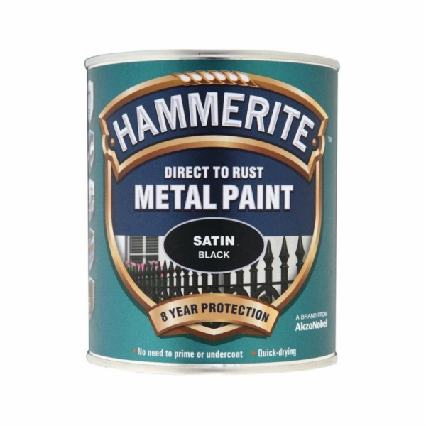 Barva Hammerite Satin, černá, polomatná, 750 ml