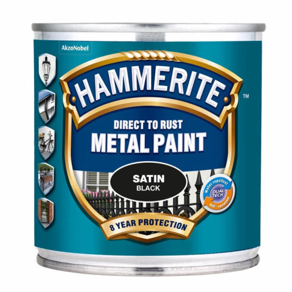 Barva Hammerite Satin, černá, polomatná, 250 ml