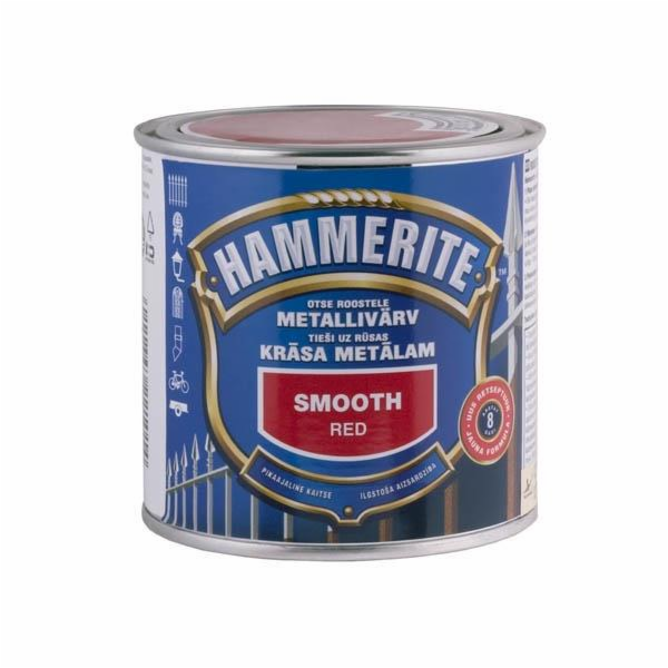 Barva na kov Hammerite Smooth, červená, 0,25l