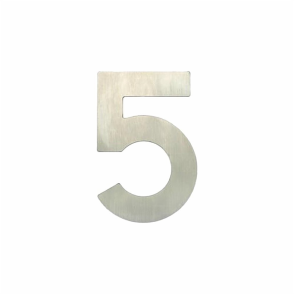 Číslo dveří "5", nerezová ocel, 62 mm