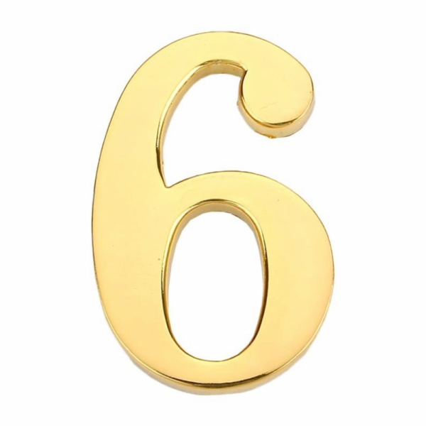 Číslo dveří "6", zlatá barva, 45 mm