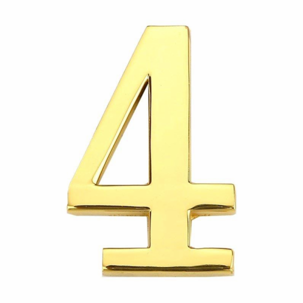 Číslo dveří "4", zlatá barva, 45 mm