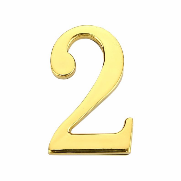 Číslo dveří "2", zlatá barva, 45 mm