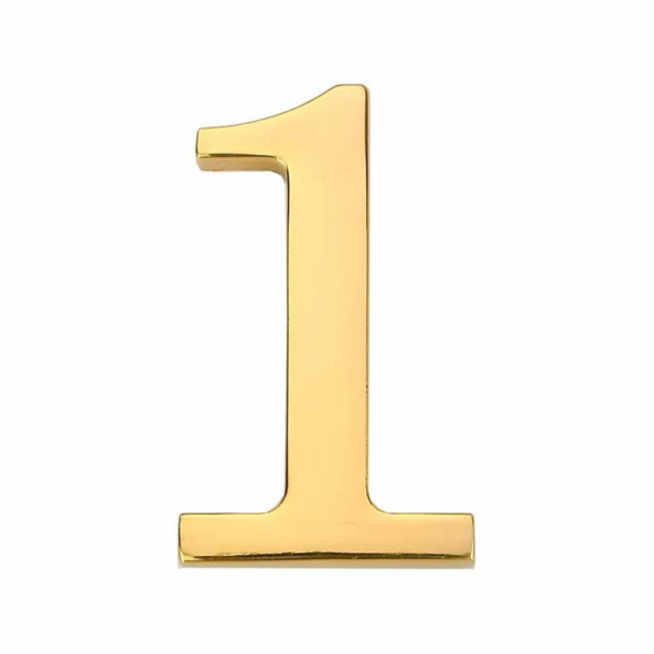 Číslo dveří "1", zlatá barva, 45 mm