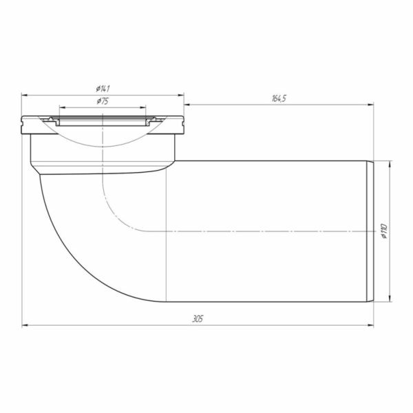 Koleno WC Ani Plast W9220, 90°, O 110/141 mm, bílá