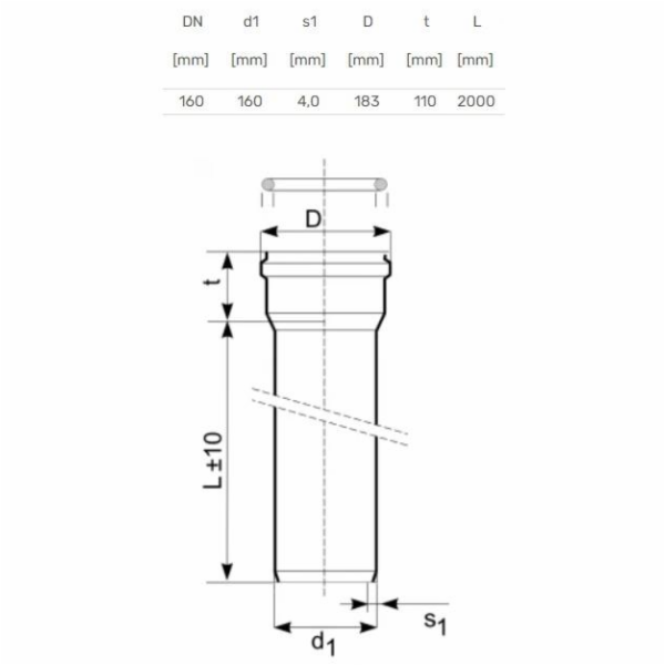 Venkovní kanalizační potrubí Magnaplast, O 160 mm, SN4, 2m
