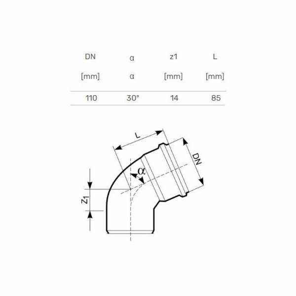 Venkovní drenážní koleno Magnaplast, O 110 mm x 30°
