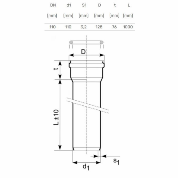 Venkovní kanalizační potrubí Magnaplast, O 110 mm, SN8, 1m