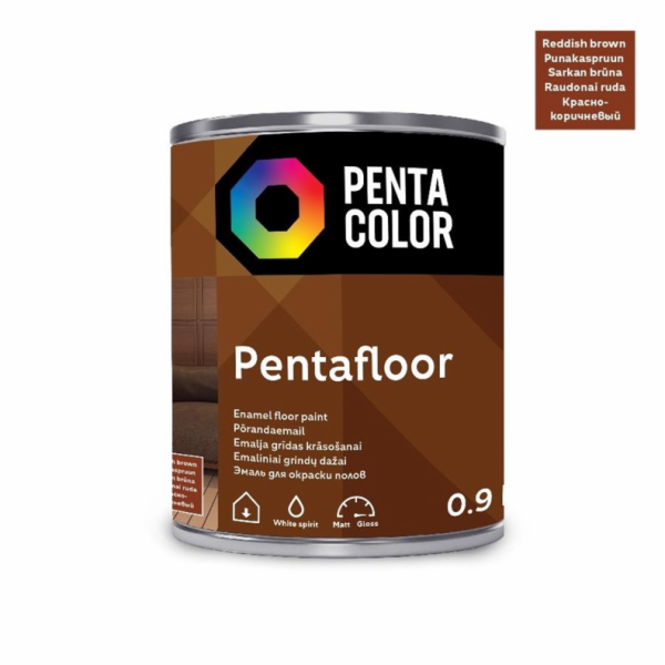 Barva na podlahu Pentacolor Pentafloor, červenohnědá, 0,9l