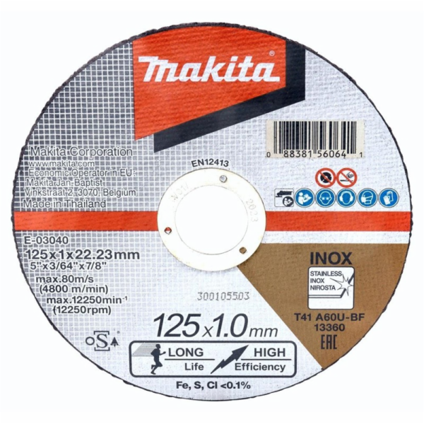 Řezný kotouč na kov E-03040, 125×1 mm, RST, 1 ks.