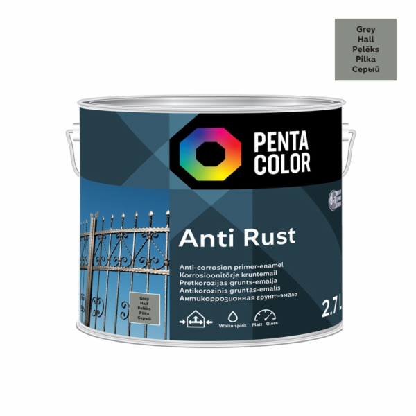 ŠEDÉ ANTIKOROZNÍ BARVY-PRITER "ANTIRUST" (2,7 l)