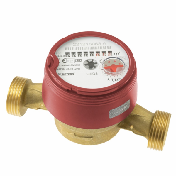 Měřič teplé vody dn20 130 mm 4 m3/h R100