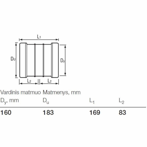 Venkovní kanalizační dvojspojka Wavin, O 160 mm