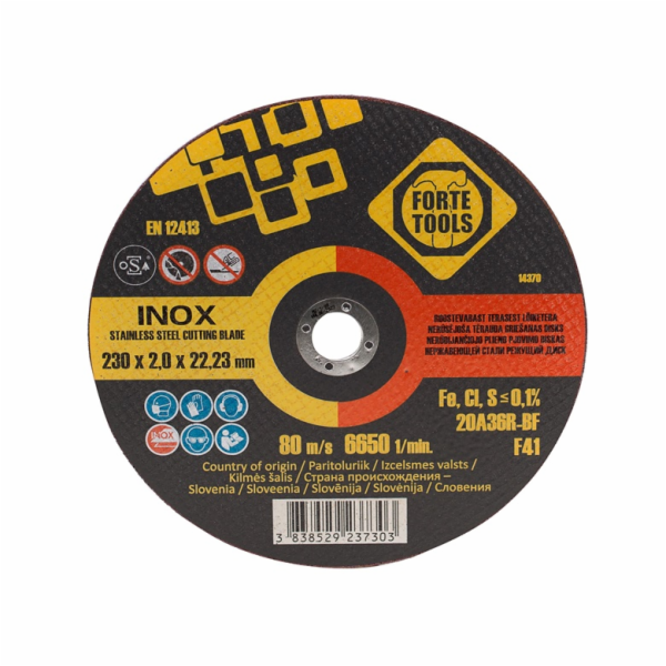 Řezný kotouč na kov FORTE TOOLS, 230X2X22,23 mm, INNOX