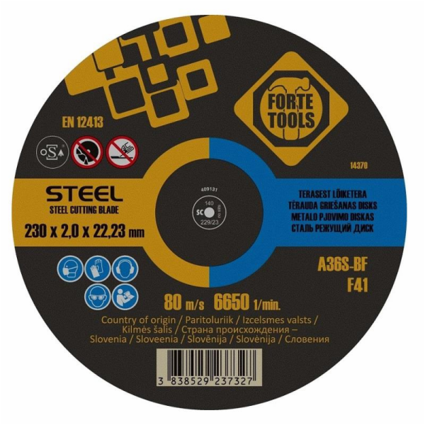 Řezný kotouč na kov FORTE TOOLS 230X2,0X22