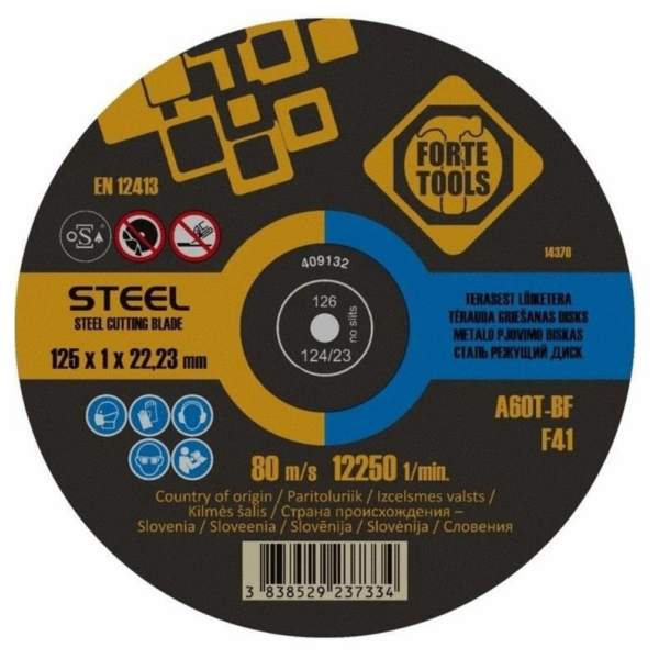 Řezný kotouč na kov FORTE TOOLS, 125X1,0X22 mm