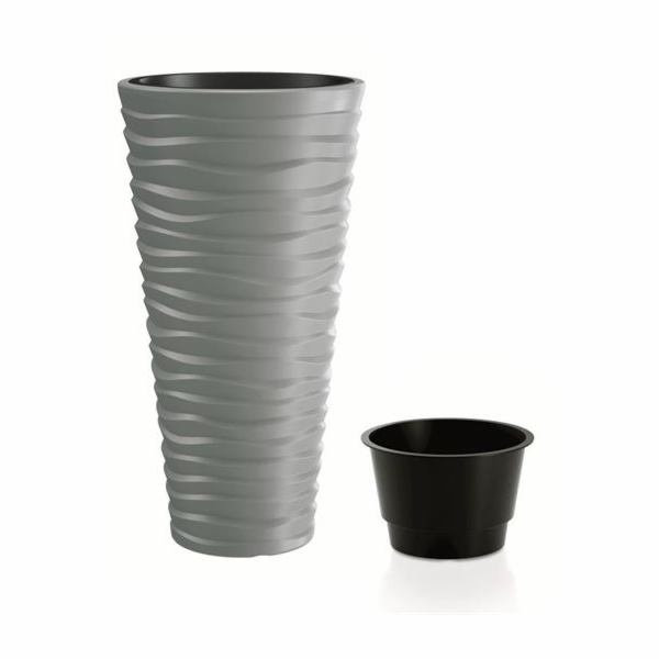 Květináč Prosperplast SAND SLIM šedý kámen 29,6 cm 