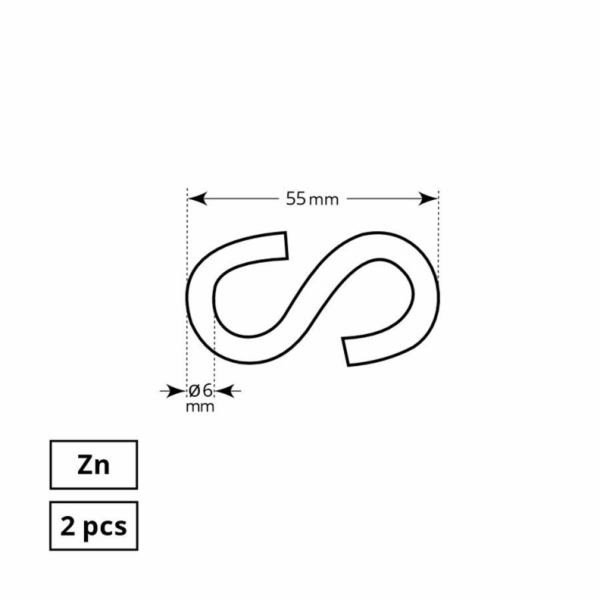Háček Haushalt, ZN, 2DD, 6 mm