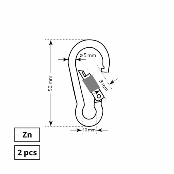 Zapínací karabina s maticí Haushalt, ZP, 2DD, 5 x 50 mm