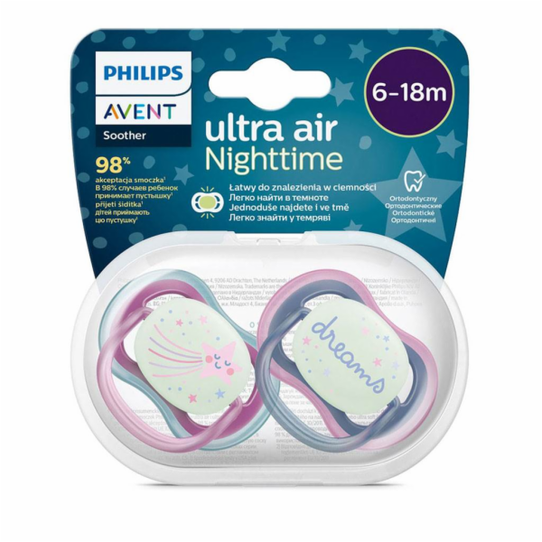 Šidítko Avent Ultra air Night 2ks 6- 18 m holčička Vel.6-...