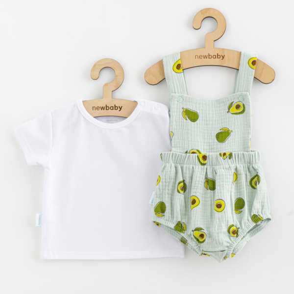 Mušelínový kojenecký set Kraťasy a Tričko New Baby Avocad...