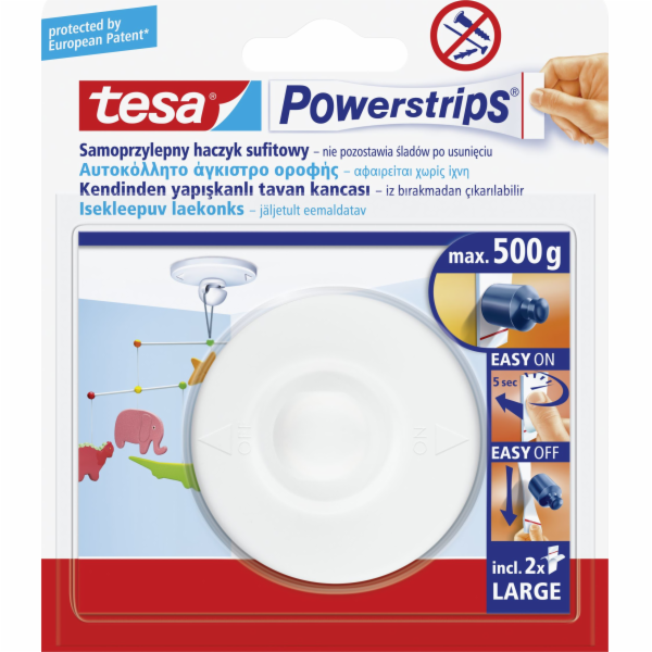 Tesa Powerstrips - Indoor - Univerzální háček - Bílá - Pl...