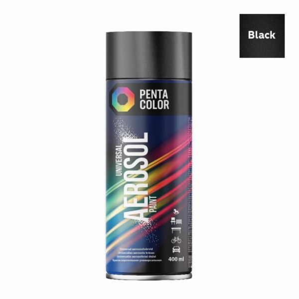 Aerosolová barva Pentacolor černá lesklá R9005 400ml