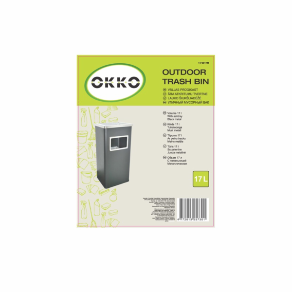 Venkovní odpadkový koš s popelníkem OKKO T-F5617M, 17l