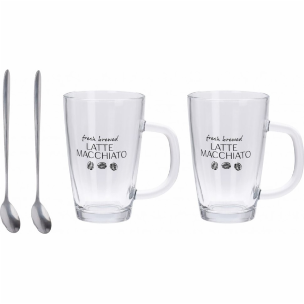 Sada latte macchiato 2xsklenice 300 ml+2 x lžička 19 cm