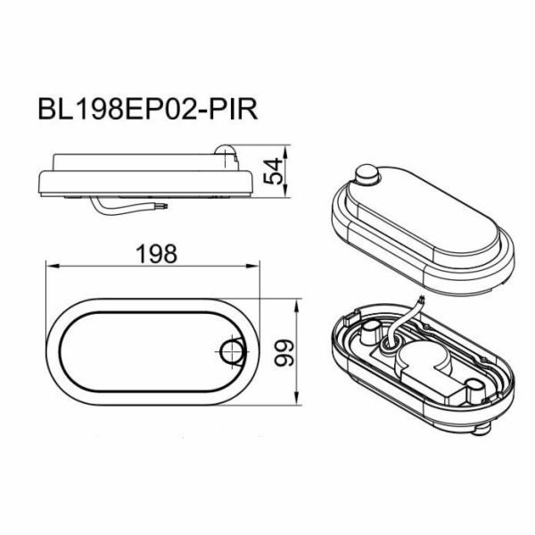 SILNÉ SVĚTLO BL198EP02-PIR 7W LED IP54 J