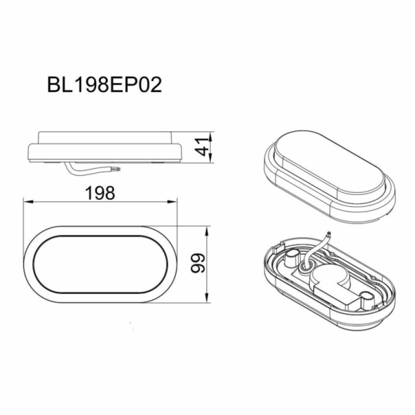 SILNÉ SVĚTLO BL198EP02 7W LED IP54 ČERNÁ