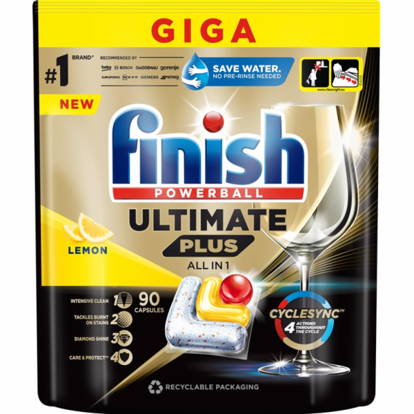 Kapsle do myčky Finish ultimate plus citron, 90 ks.