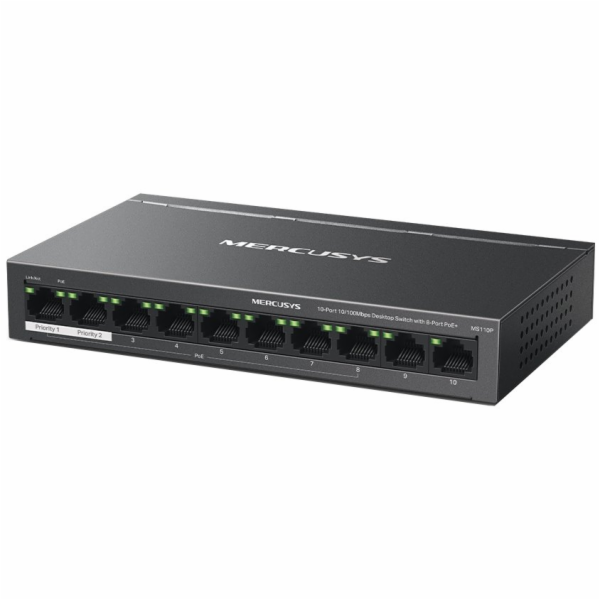 MERCUSYS switch MS110P (10x100Mb/s,8xPoE+,65W,fanless)
