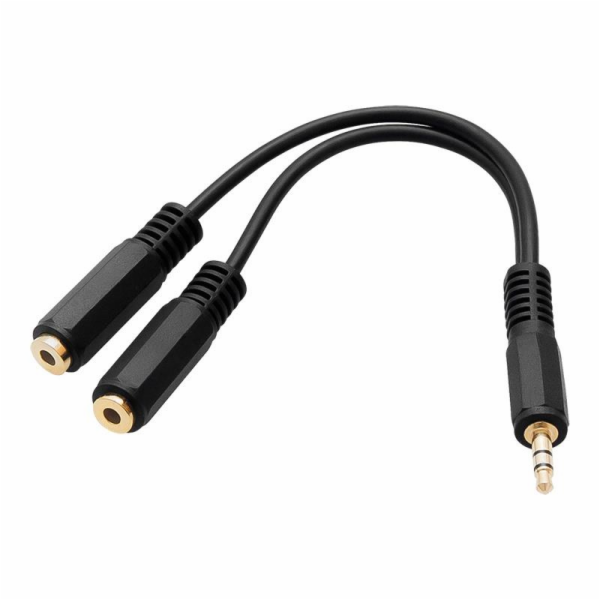 Kabel BLOW 3,5mm M, 2x3,5mm F, 0,12m, černý 91-212