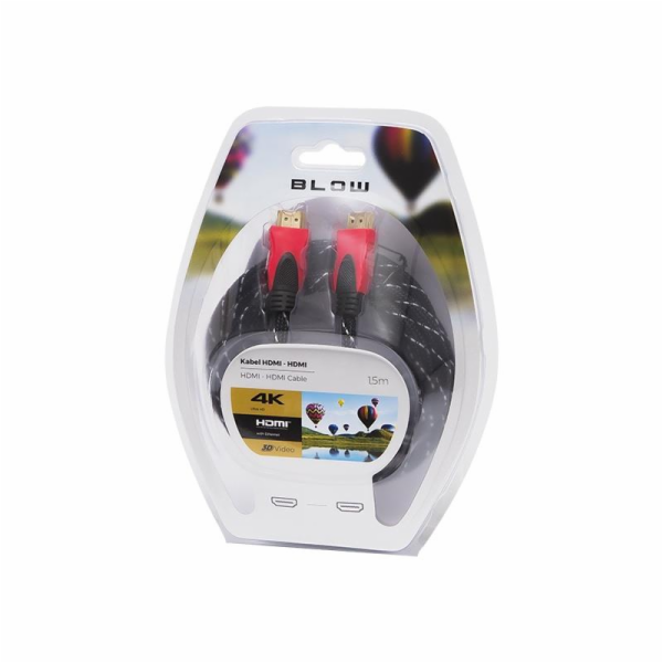 Kabel BLOW HDMI M, HDMI M, 1,5m, černo/červený 92-053