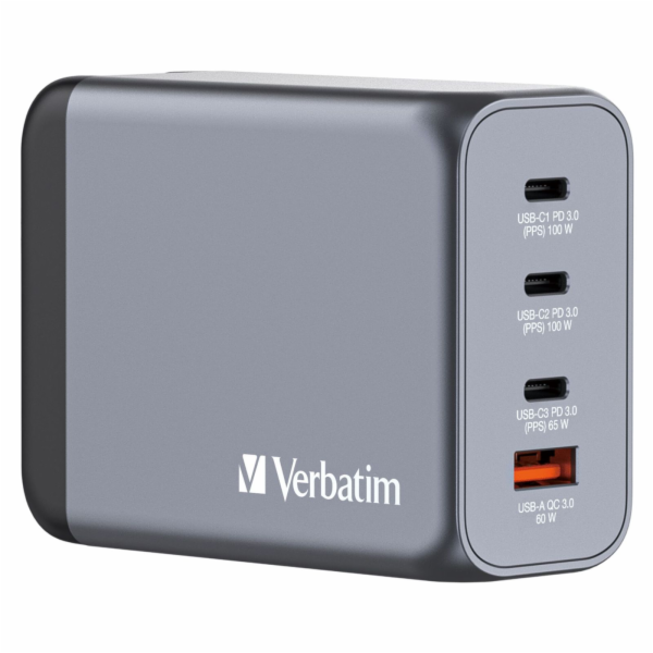Verbatim GNC-200 GaN Charg. 200W 3xUSB-C PD, 1xUSB-A QC 3...