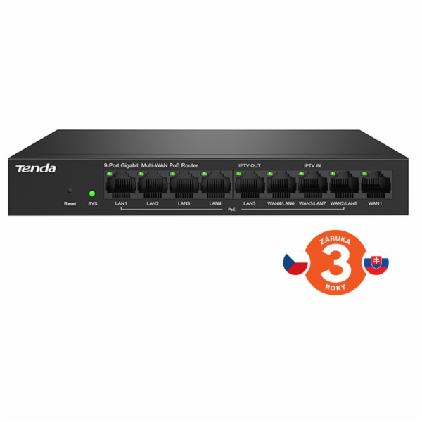 Tenda G0-8G-PoE - Gigabit PoE Router , 9x RJ45, MultiWAN,...